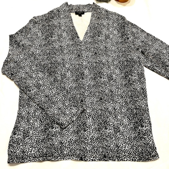 Talbots Tops - Talbots Black and White Abstract Polka Dot V Neck Long Sleeve Blouse